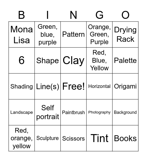 Art BINGO! Bingo Card