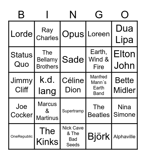 🎸Bingo 59🎸 Bingo Card