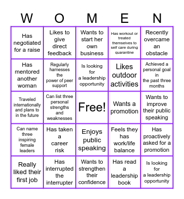 She Rise Bingo Card