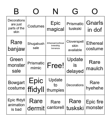 Cloverspell 2024 Bingo Card