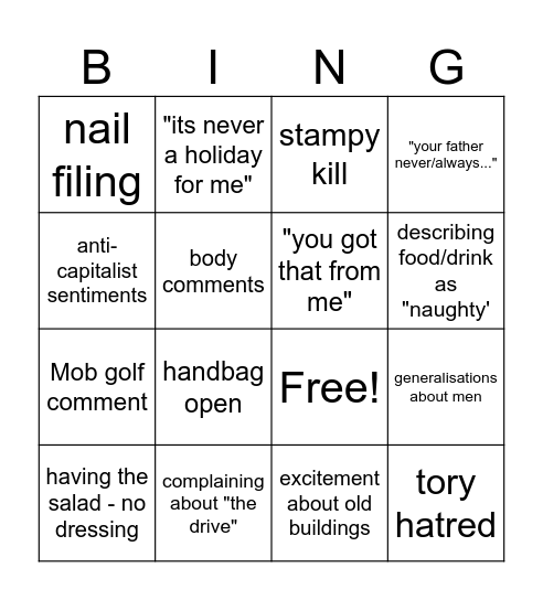 DOB Bingo Card