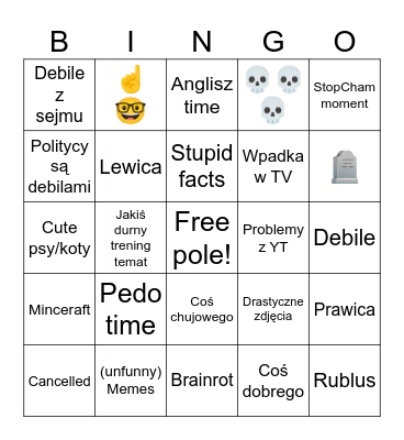 Twitter bingo Card