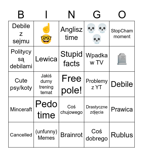 Twitter bingo Card