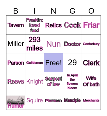 Canterbury Tales Bingo Card