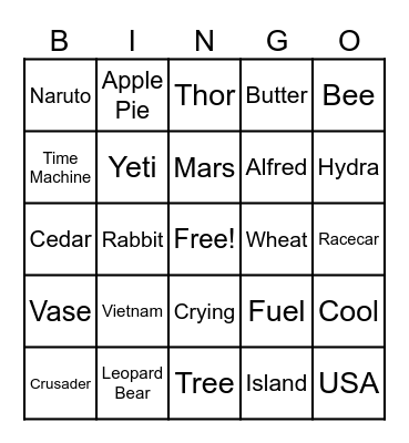 Ranch vs Mario Bingo Card