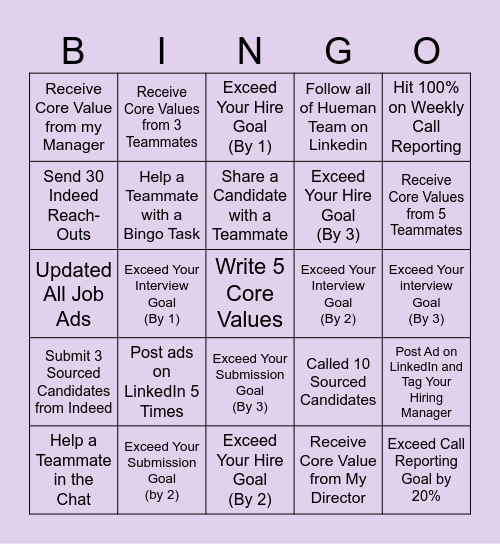 Novant Health Bingo Card