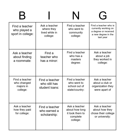 March Madness People Search Bingo Card