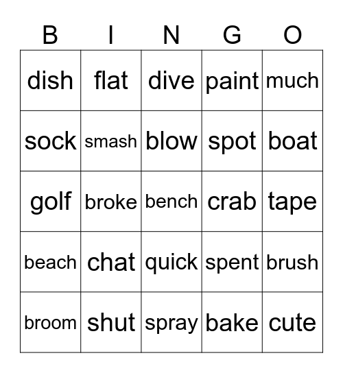 CVC-Vowel Teams Review Bingo Card