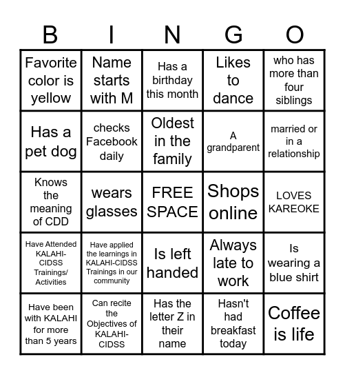 PERSONAL QUESTIONS Bingo Card