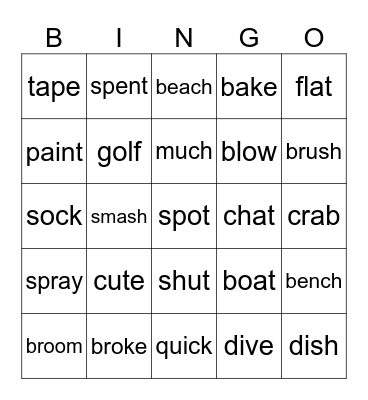 CVC-Vowel Teams Review Set 2 Bingo Card