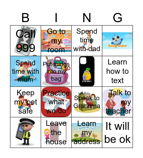 Children's safety Bingo aged 5-9 Bingo Card