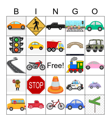 cartoon car bingo Card