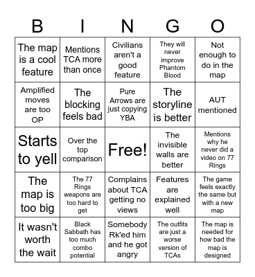 Eclipse Golden Wind Bingo Card