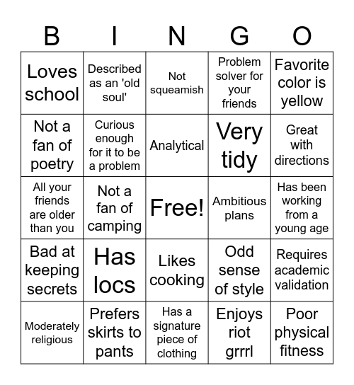 Twenari Bingo Card