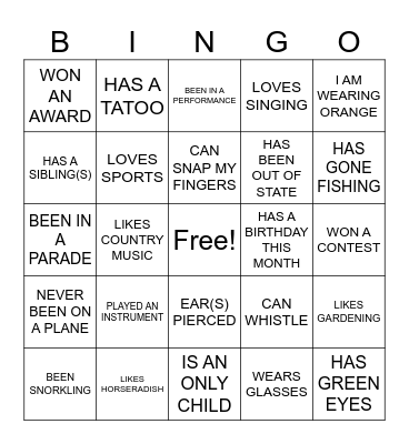 People Bingo Card