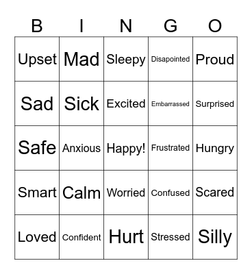 Feelings Bingo Card