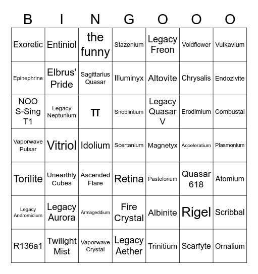 REx:Reincarnated Bingo (IMPOSSIBLE EDITION!!!) Bingo Card