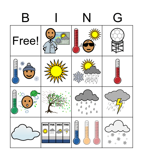 Weather Change Bingo Card