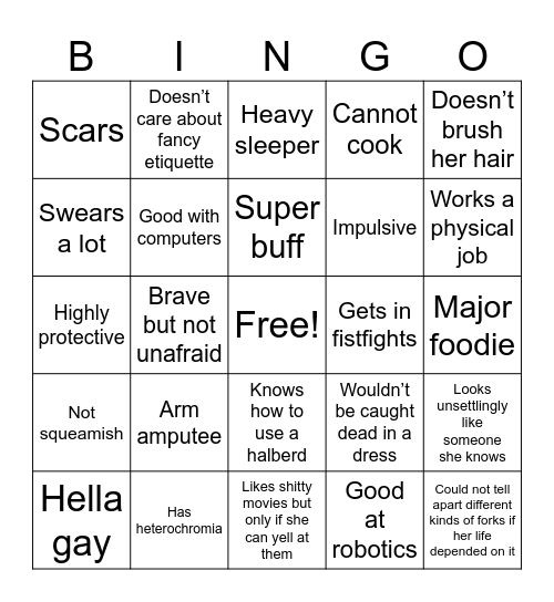 Cassie Bingo Card
