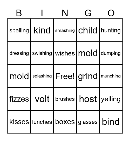 ing - wild words- es Bingo Card