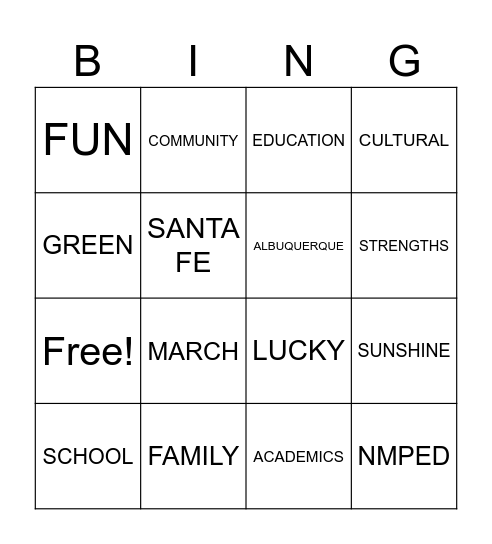 SUNSHINE TEAM BINGO Card