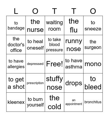 Lotto-Santé Bingo Card