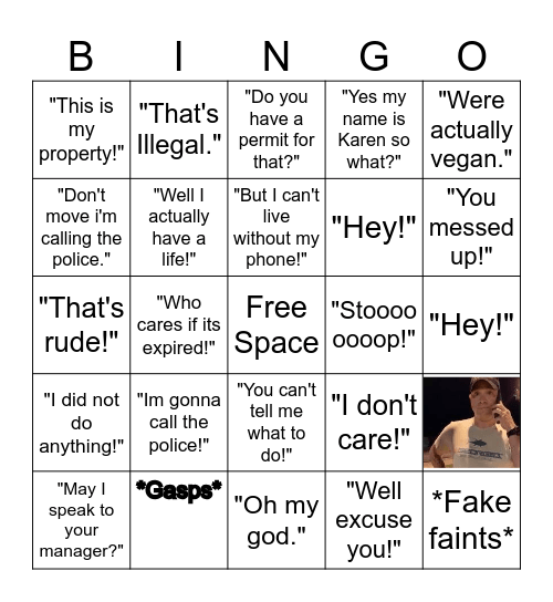 Karen Bingo Board Bingo Card