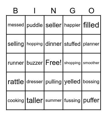 Double Consonant BINGO! Bingo Card