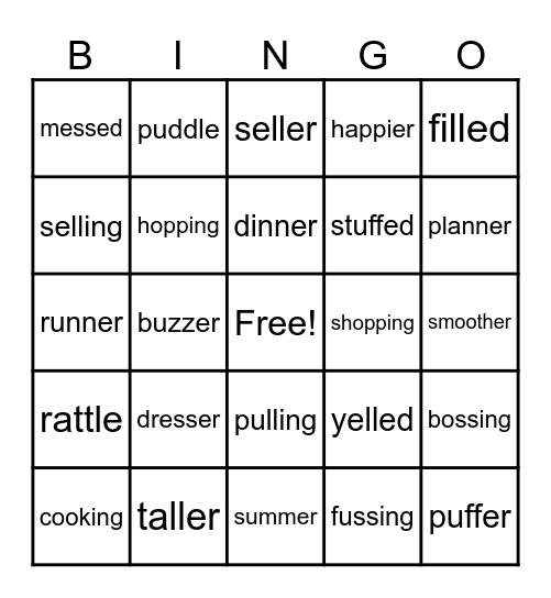 Double Consonant BINGO! Bingo Card