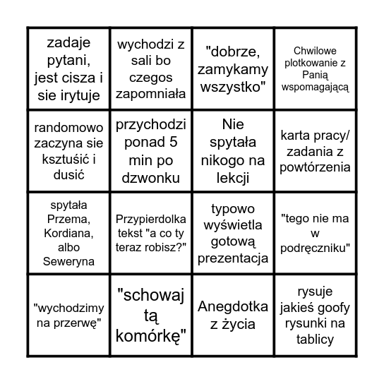 Zielingo Bingo Card