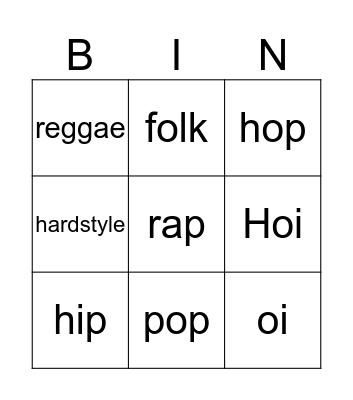 Muziek bingo Card