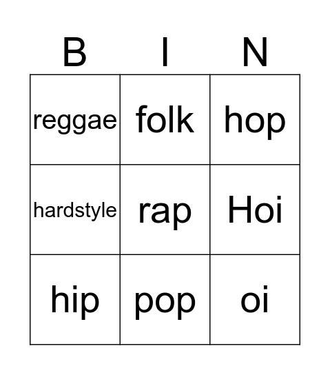 Muziek bingo Card