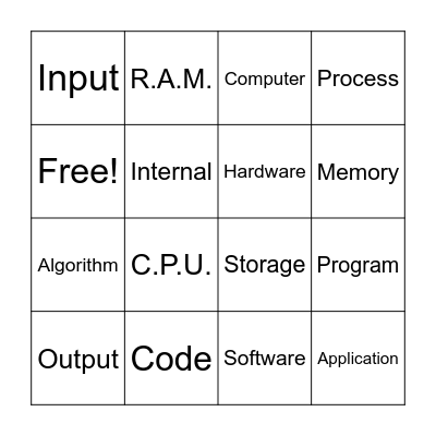 Computer Science Vocab Olympics Bingo Card