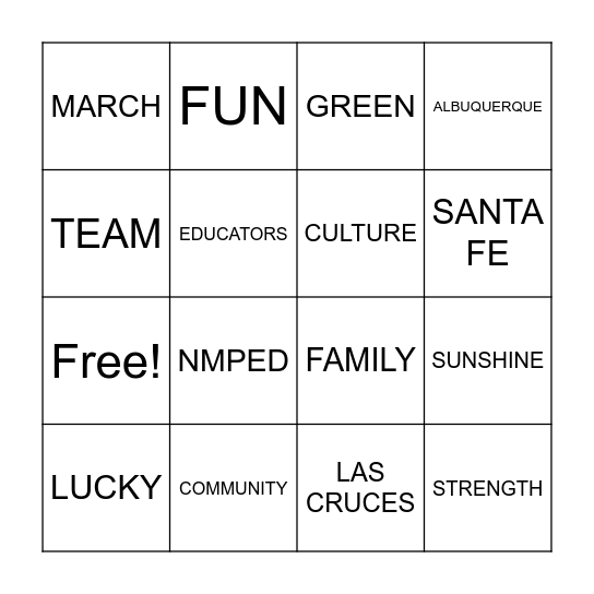 Sunshine St Patrick's Day Bingo Card