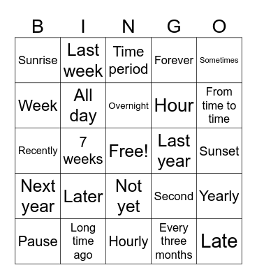 Unit 6 Vocabulary Review IV Bingo Card