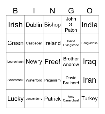 St. Patrick's Day Bingo! Bingo Card