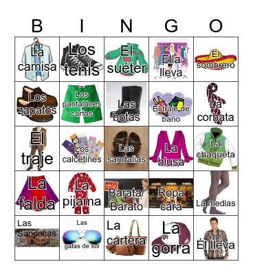 Senderos 1 Lección 6   LA ROPA Bingo Card