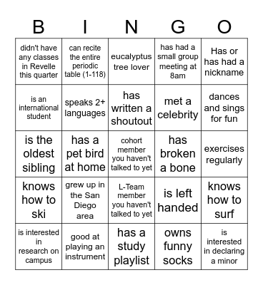 ELP Bingo Card