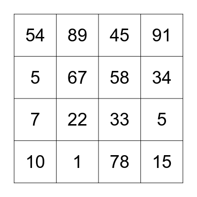 Team Jenny's House Number Bingo!!!! Bingo Card