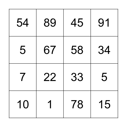 Team Jenny's House Number Bingo!!!! Bingo Card