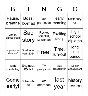 Unit 6 Sign Vocabulary Review V Bingo Card