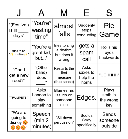 silly billy Bingo Card