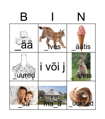 i või j Bingo Card