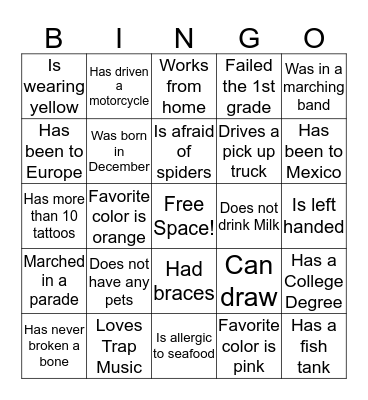 Sisters Bingo Card