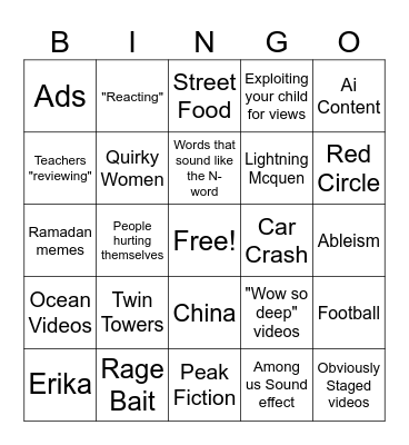 Instagram Bingo Card