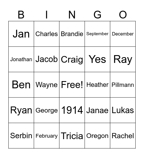 Mickan Trivia Bingo Card