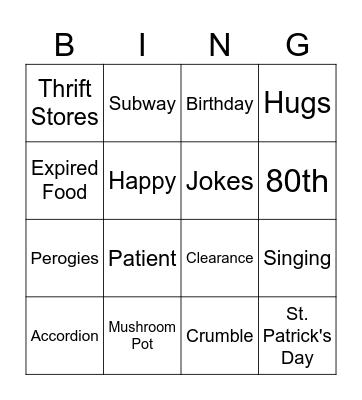 Sharon's 80th BINGO! Bingo Card