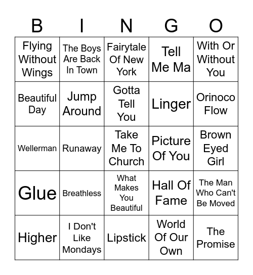 St Paddy's Drag Musical Bingo Card