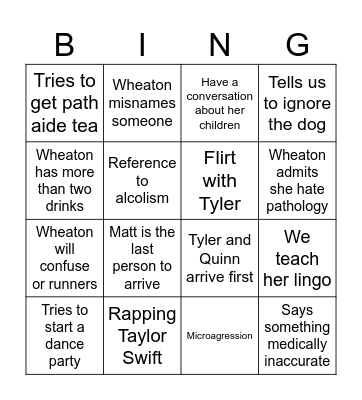 SEW bingo Card