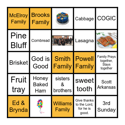 3RD Sunday Family Dinner BINGO Card
